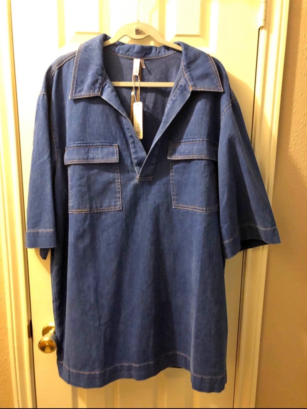 Large Glam Denim Shirt Dress